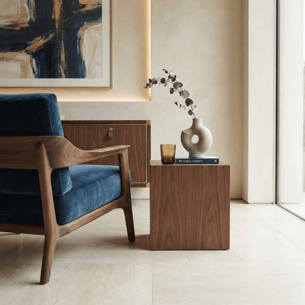 Elegant luxury interior detail with premium furniture and tiles
